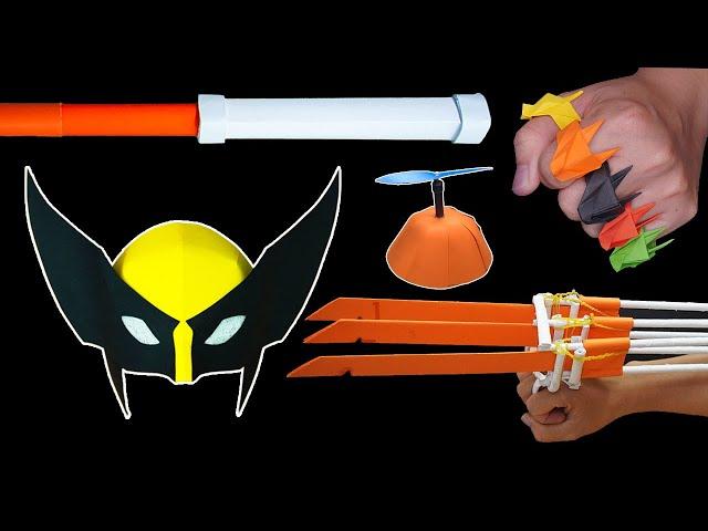 Awesome paper weapons Wolverine mask, ninja claw, dragon ring, Wukong staff