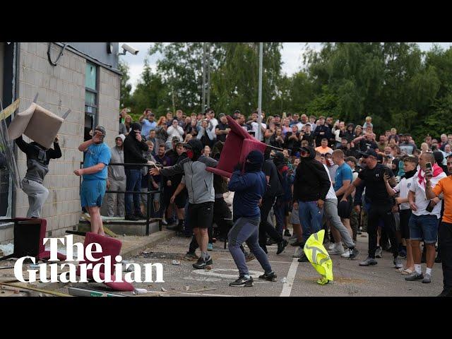 Rioters clash with police and damage hotel housing asylum seekers in Rotherham