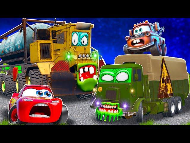 McQueen and Mater VS Toxic BIG Zombie truck, Apocalypse in BeamNG.drive