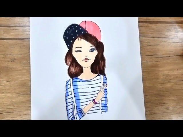 Chiroyli qiz rasmini chizish | Рисуем красивую девушку | How to Draw a Beautiful girl