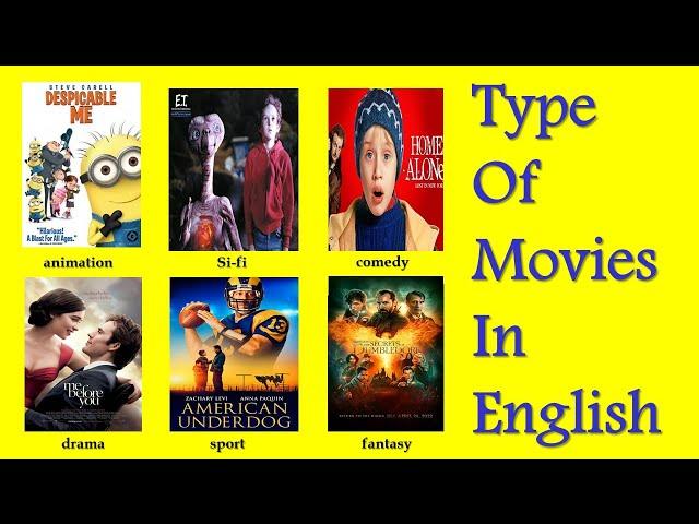 All types of movies | Movie Genre names | Movie In English | kinds of Movies Vocabulary