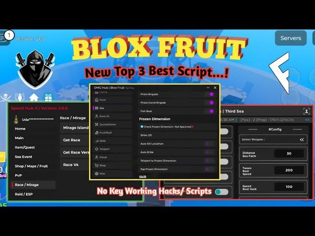 [Roblox] Blox Fruit Top 3 Best Script Available/ No Key & Showcase | Working On Fluxus, Delta & Vega