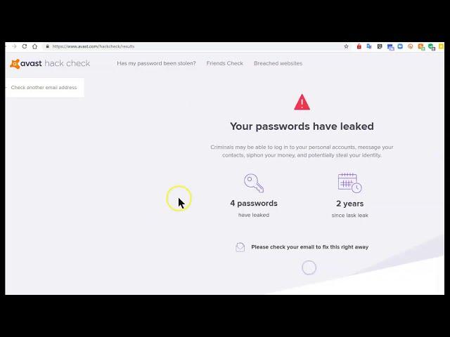 Using Avast Hack Check Website