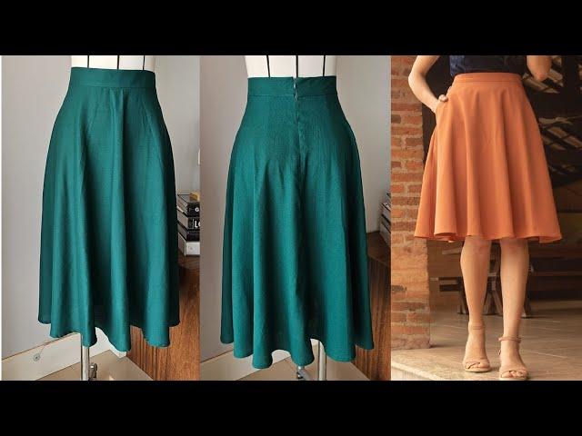 DIY - Sewing a waistband and invisible zipper on a flared skirt - lesson 468