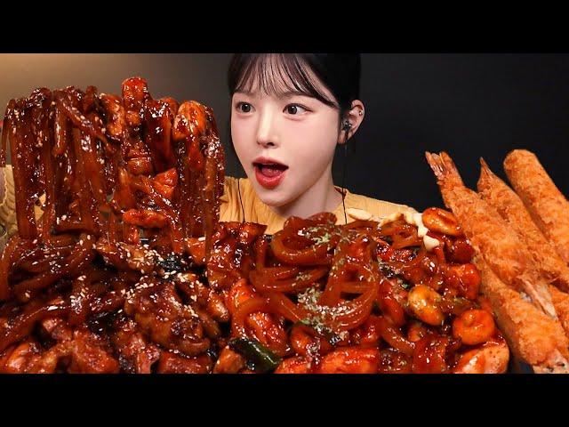 Spicy Charcoal Seasoned Chicken, Crispy Deep Fried Shrimp Mukbang ASMR