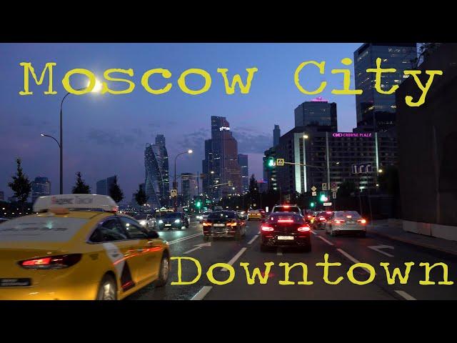 Driving in Moscow at Night - Moscow City Downtown Area