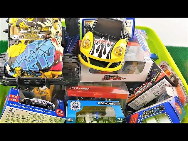 Box Full of diecast Cars and toys cars