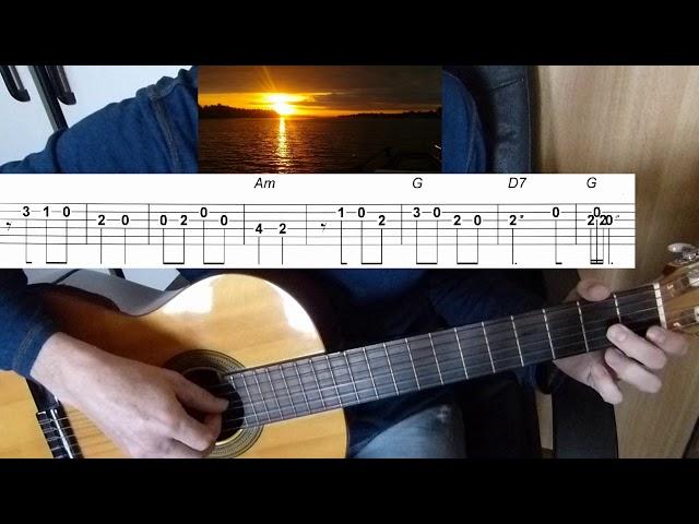 Guitar lesson - O sole mio - Easy Guitar melody tutorial + TAB