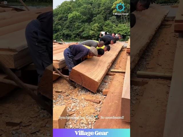 These Folks are Log Lifting LEGENDS! 🪵 My Back Hurts Watching!  #woodworking #teamworkgoals