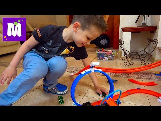 Макс соединяем 2 новых трека в 9 метров дорог Hot Wheels мертвая петля и много машинок Хот Вилс