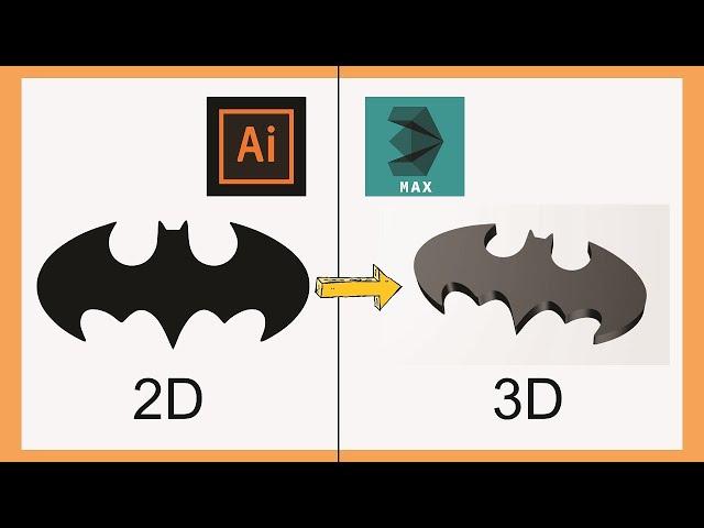 Convert 2d image into 3d model in 3ds MAX || illustrator to 3ds max tutorial