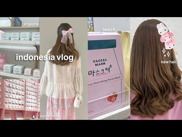 INDONESIA VLOG: shopping + cute haul, new hair, beach, cafe hopping