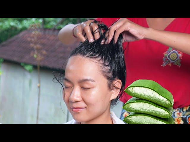 ASMR | $12 Hair Treatment using fresh aloe vera