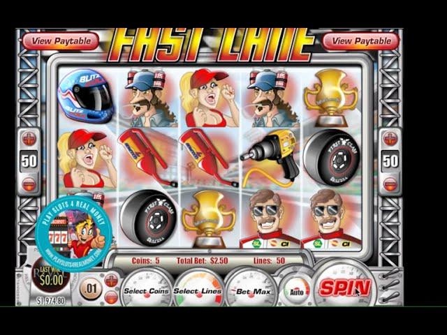  WATCH 'FAST LANE' SLOT MACHINE GAMEPLAY  BY RIVAL GAMING   PLAYSLOTS4REALMONEY.COM