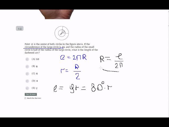 SAT practice test. Circumference and circles .14.