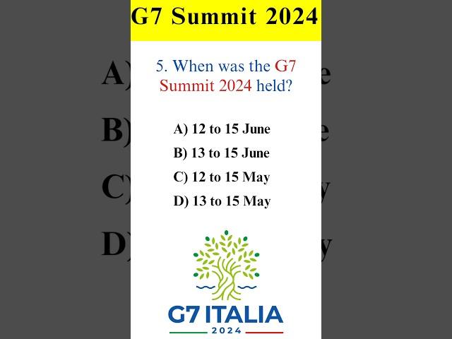 G7 Summit 2024 GK Questions  #shorts #gk #g7summit #g7summit2024 #viral