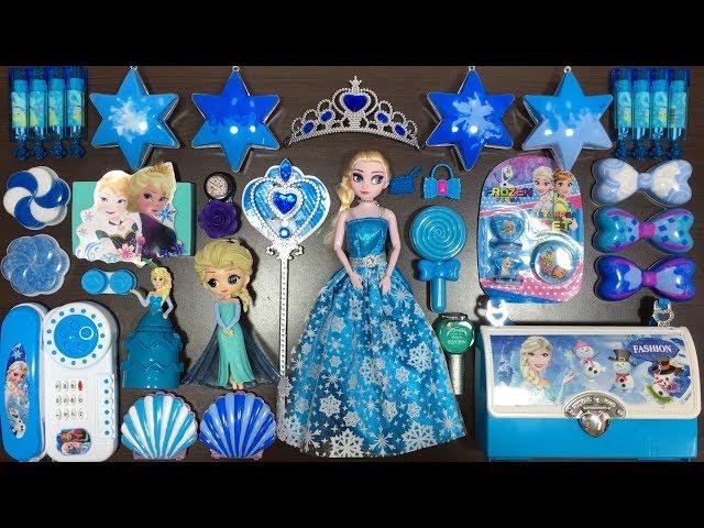 BLUE DISNEY PRINCESS FROZEN Elsa & Anna Slime | Mixing Random Things into Slime