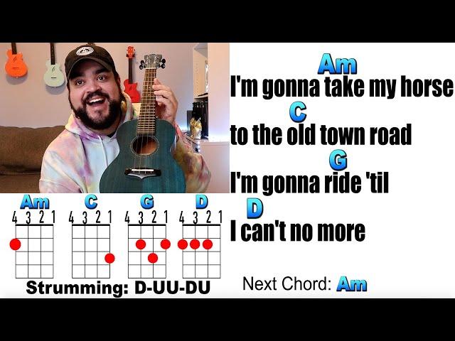 OLD TOWN ROAD - Lil Nas X Ukulele Play Along with Chords & Lyrics