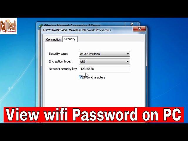 How to View wifi Password on PC Windows 7 or Windows 10 | RajTech |