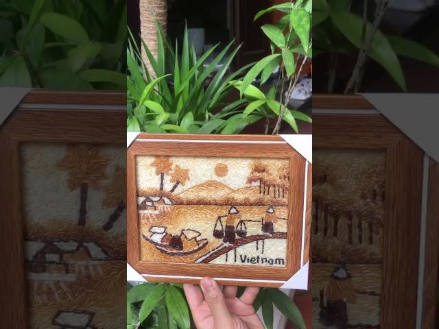 Vintage Handmade Unique Rice Painting Authentic Vietnamese Art. Ship to Worldwide