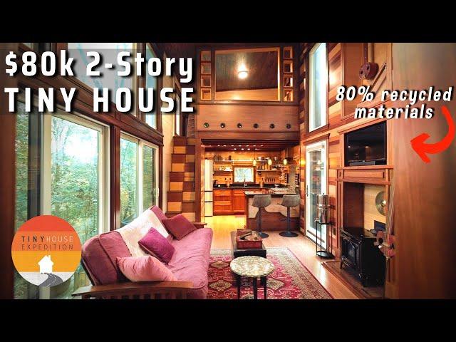 Mind-Blowing Tiny House on Foundation w/Music Studio - built w/TRASH!