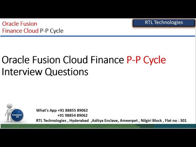 Oracle Fusion Cloud Finance P-P Cycle Interview | Questions | Finance | Real TimeTraining| Placement