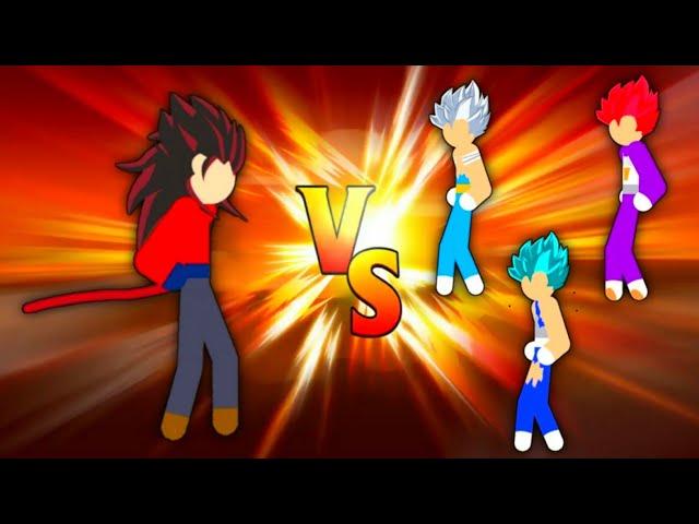 Stickman Warriors Fight - Goran SSJ4 vs Vegeta God, Vegeta Blue, Vegeta Ultra #2