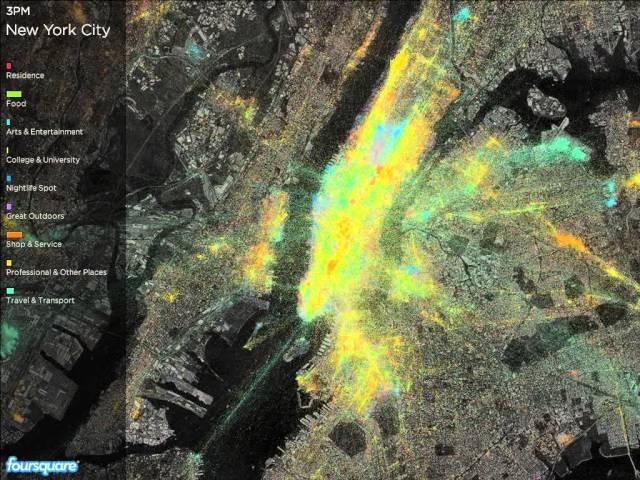Foursquare check-ins show the pulse of New York City