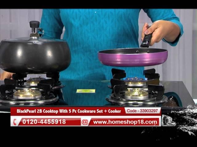 Homeshop18.com - BlackPearl 2B Cooktop With 5 Pc Cookware Set + Cooker