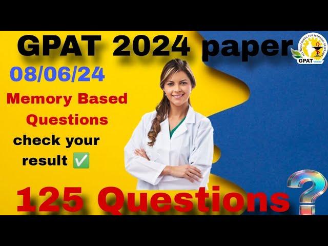 Gpat 2024 Paper full answer key | Gpat 2024 solved paper #gpat