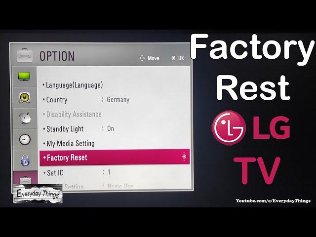 How to reset LG TV to factory settings, and do the First time installation (Non-Smart TV)