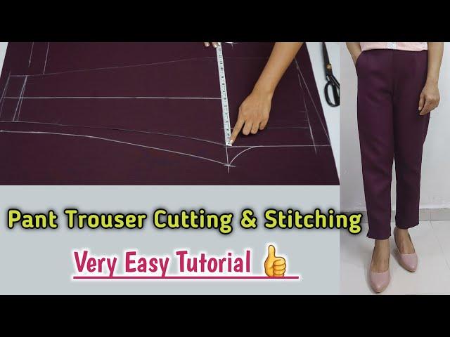 Very Easy Pant Trouser Cutting and Stitching/Palazzo Pant With Pocket Cutting/For Beginners