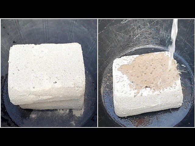 ASMR:;Big blocks of soft sand cement crumbling dry &dip/satisfying video 