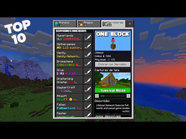 TOP 10 SERVIDORES PARA MINECRAFT PE 1.18/1.17/1.16 !!