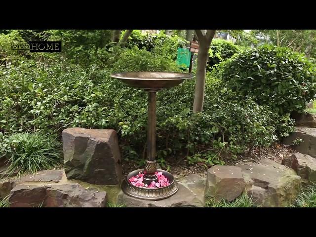 VIVOHOME 28 Inch Height Polyresin Lightweight Outdoor Double Birds Garden Bird Bath Copper