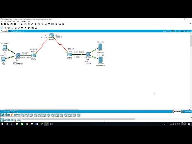 Configuring RIPv2, Packet Tracer v.7.2