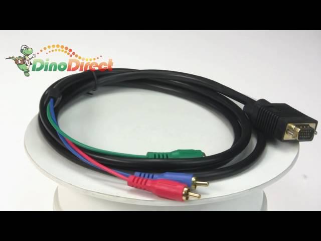 VGA HD15 to 3 RCA TV / HDTV Component Video Cable 6ft  from Dinodirect.com