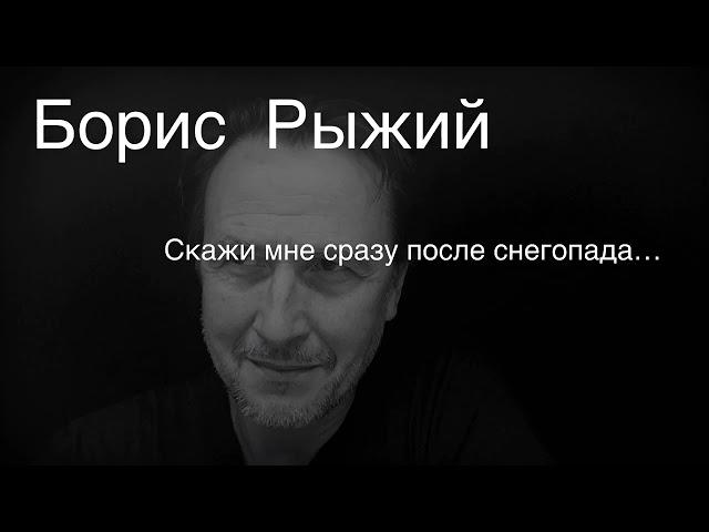 Борис Рыжий. Скажи мне сразу после снегопада…