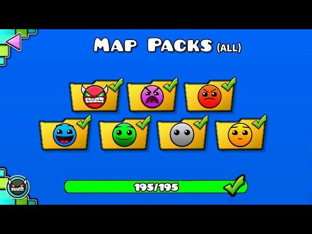 ALL MAP PACKS LEVEL | GEOMETRY DASH 195 Levels All Coin / 65 Map Packs