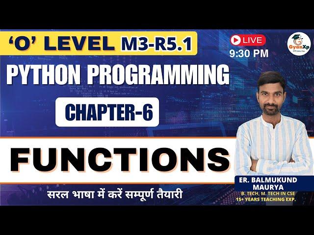 O Level Python (M3-R5.1 || Chapter 6 Python Functions ||