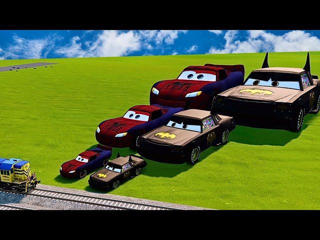 Big & Small BATMAN vs SPIDERMAN vs Train Crash Ever in BeamNG Drive