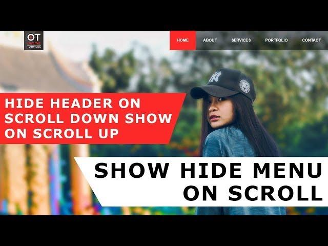 Online Tutorial for Hide Menu on Scroll Down and Show on Scroll Up in CSS and Javascript with Demo