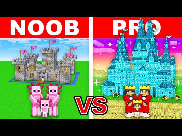 NOOB vs PRO: CASTLE FAMILY HOUSE Build Challenge In Minecraft!