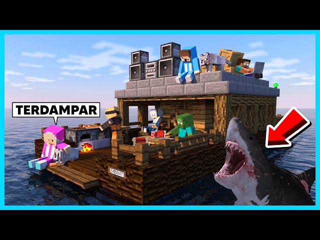 MIPAN & ZUZUZU Tersesat Di Tengah Laut Dengan Kapal Kecil! ADA HIU - Minecraft Survival Indonesia