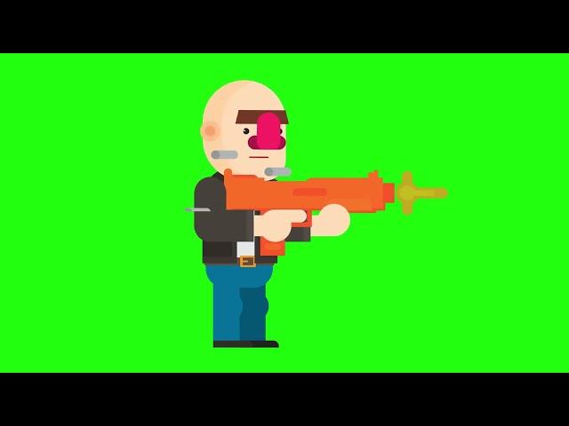 СТРЕЛЯЮЩИЙ МУЛЬТ ЧЕЛОВЕК на ЗЕЛЕНОМ ФОНЕ ФУТАЖ / SHOOTING MAN CARTOON GAME on GREEN SCREEN