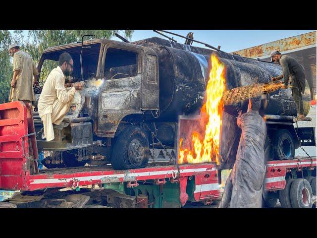 Hino Truck Full of Petrol Caught Fire // Let’s See How This Burnt Truck Cabin Chassis Repaired