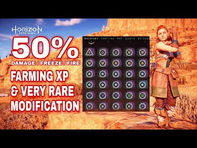 Horizon Zero Dawn - Best Location for Farming XP & Very rare modification (purple mod)