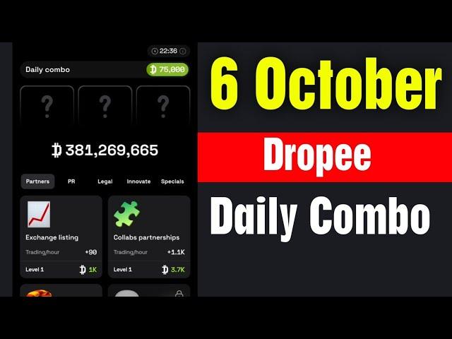 6 - 7 October dropee daily combo today | new dropee Combo Card | dropee airdrop | daily combo dropee