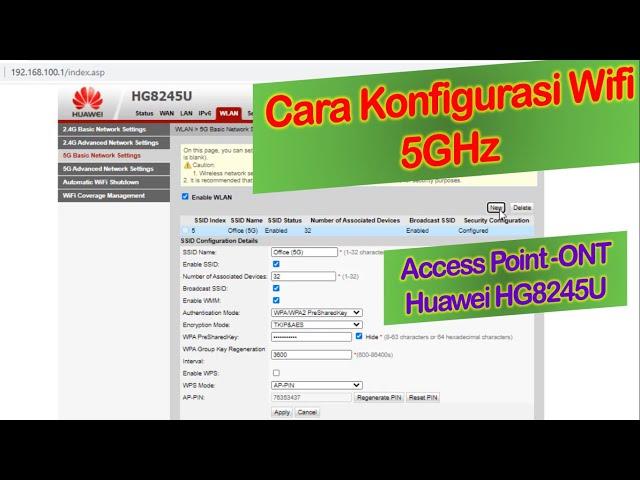 How to Configure 5GHz Wifi on Access Point ONT-Router Huawei HG8245U