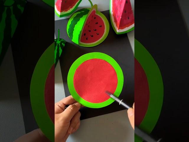 paper craft of water melon, #shorts #papercraft  #art #origami   #origamicraft #watermelon